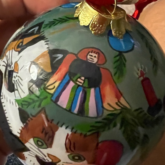 Inside Painted Art Christmas 3" Glass Ornament Christmas Cats multicolor - Picture 6 of 9